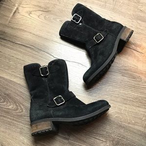 ugg australia shearling lined suede moto boots